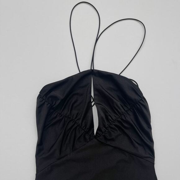 SER.O.YA Midi Length Strappy Bodycon Dress Black Size Small Sample - Picture 3 of 8